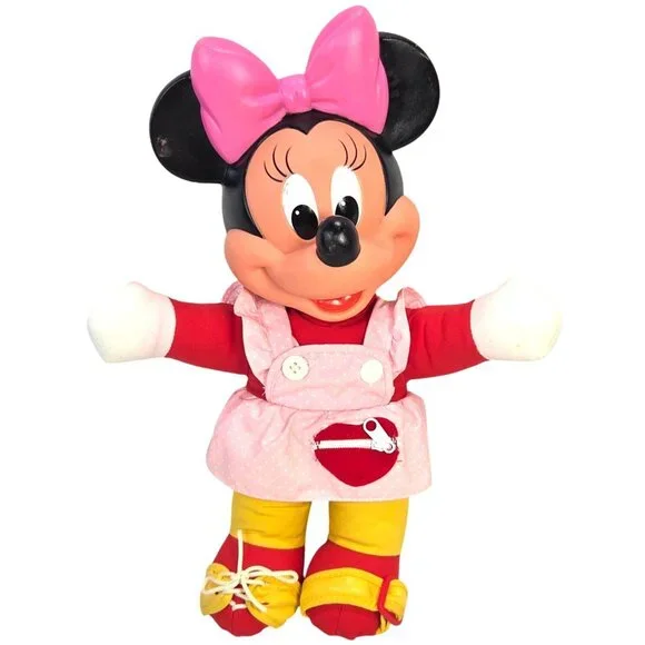 Vintage Mattel Disney 1989 Minnie Mouse Clubhouse Learn To Dress Me Pink Doll - Picture 1 of 11